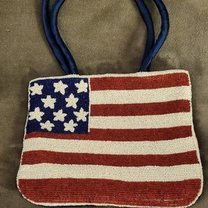 New Purse Beaded American Flag Snap Closure